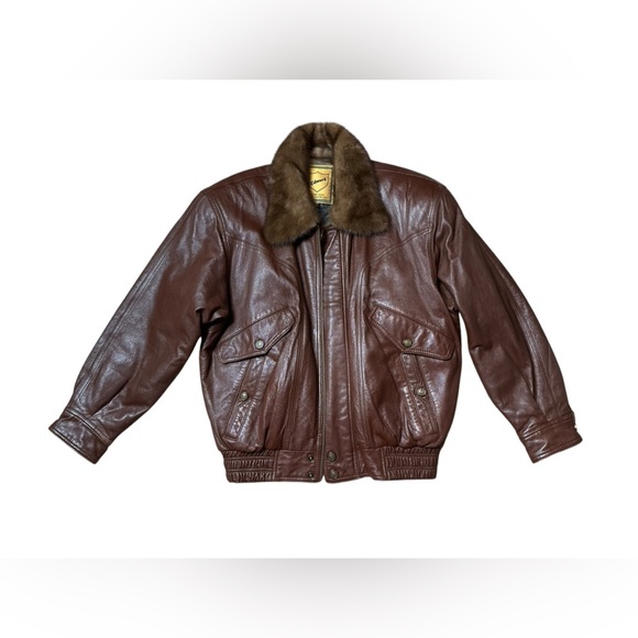 Leather Bomber With Fur Collar, small - Picture 9 of 16